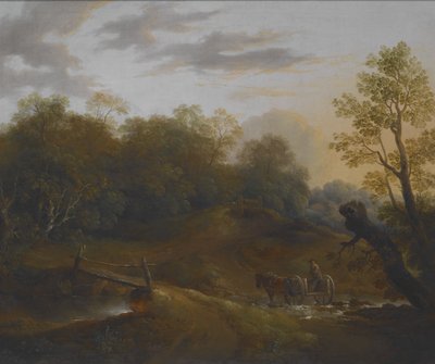 Charrette traversant un ruisseau boisé, vers 1815 - Benjamin Barker
