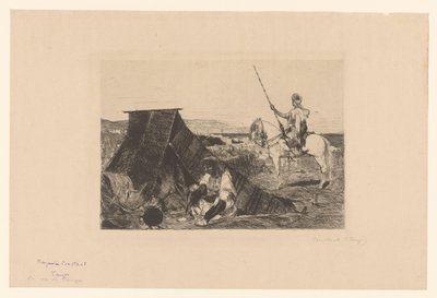 Paysage avec tente et cavalier - Benjamin  Constant