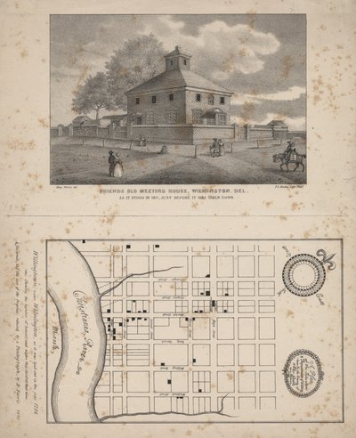 Maison de réunion des Amis, Wilmington, Delaware, lithographie par P.S. Duval - Benjamin Ferris