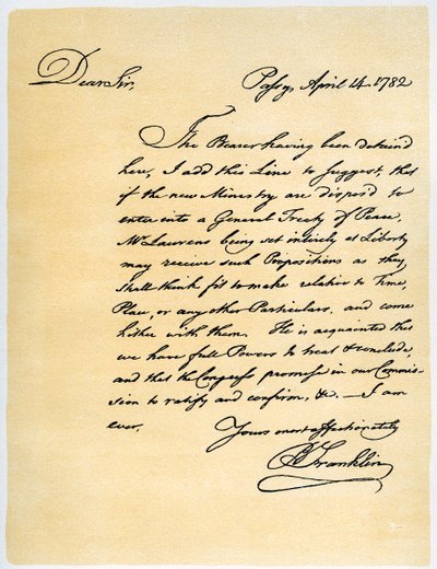 Lettre de Benjamin Franklin à David Hartley MP, 14 avril 1782 - Benjamin Franklin