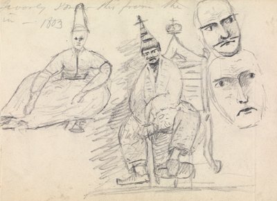 Étude de deux hommes assis en costume traditionnel - Benjamin Robert Haydon