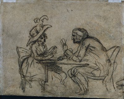 Femme et Homme Jouant aux Cartes (verso) - Benjamin West