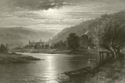 Abbaye de Tintern - Clair de lune sur la Wye - Benjamin Williams Leader