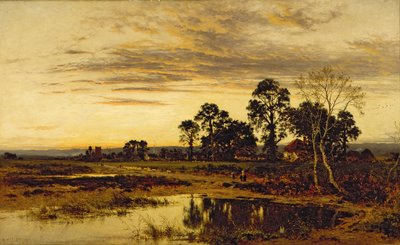 Quand le soleil se couche : un village du Worcestershire - Benjamin Williams Leader