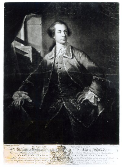 Portrait de Charles Watson-Wentworth, deuxième Marquis de Rockingham (1730-82), gravé par Richard Houston - Benjamin Wilson