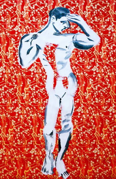 Masculin 1, 2020 (acrylique sur papier japonais sérigraphié) - Benoit Erwann Boucherot