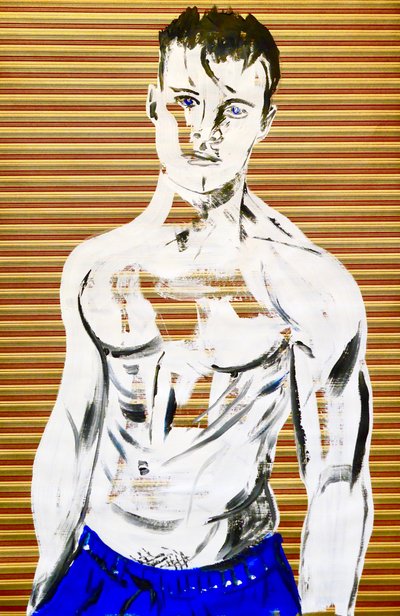 Masculin japonais 7, 2020 (acrylique sur papier japonais sérigraphié) - Benoit Erwann Boucherot