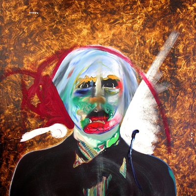 Surportrait : Andy Warhol  Sébastien, 2005 (huile et feuilles d
