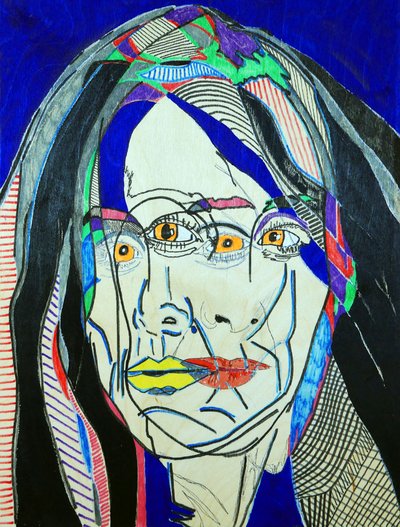 Surportrait : Fanie Demeule, 2019 (huile et acrylique sur panneau de bois) - Benoit Erwann Boucherot
