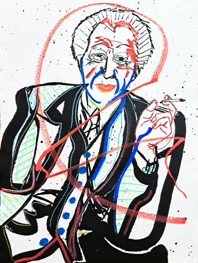 Surportrait : Frank Lloyd Wright, 2022 (acrylique sur papier) - Benoit Erwann Boucherot