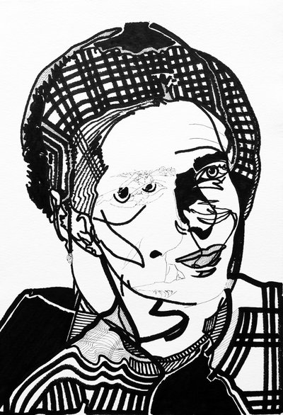 Surportrait : Simone de Beauvoir, 2019 (acrylic on paper) - Benoit Erwann Boucherot