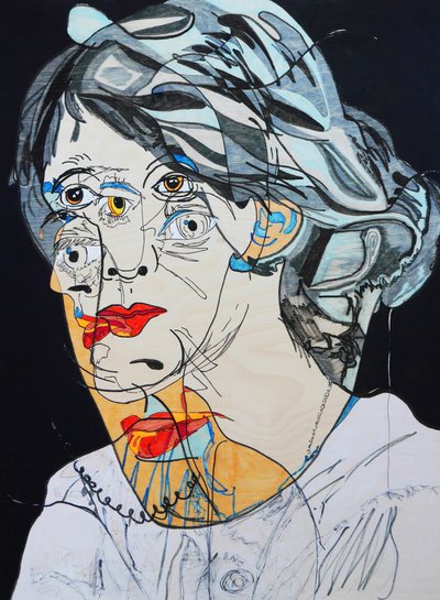 Surportrait : Virginia Woolf, 2021 (huile et acrylique sur panneau de bois) - Benoit Erwann Boucherot