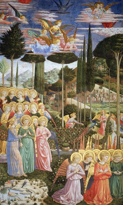 Anges dans un paysage céleste, le mur gauche de l