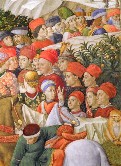Visages dans la procession (détail du cycle du Voyage des Mages dans la chapelle) - Benozzo di Lese di Sandro Gozzoli