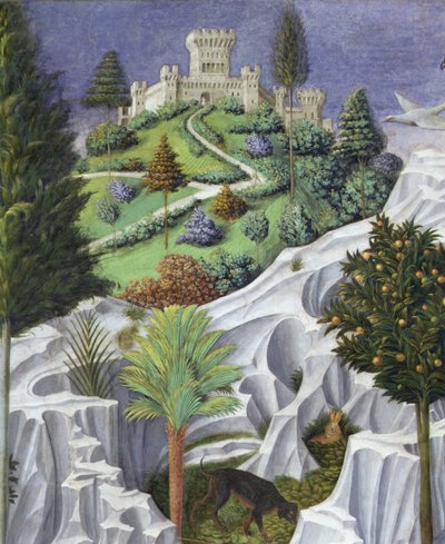 Paysage avec un Château, détail de la Procession des Rois Mages à Bethléem - Benozzo di Lese di Sandro Gozzoli