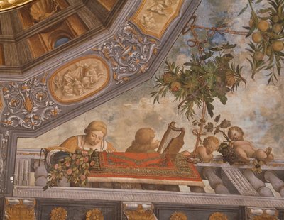 Dames, musicien et cupidons sur un balcon (détail) - Benvenuto Tisi da Garofalo