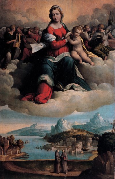 Madone et Enfant en gloire avec les saints Antoine de Padoue et François - Benvenuto Tisi da Garofalo