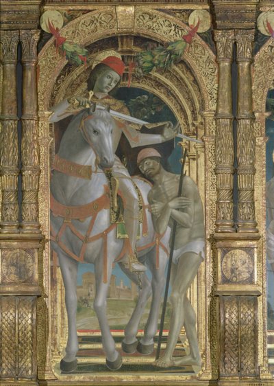 Saint Martin partageant son manteau avec le mendiant (détail) - Bernadino Jacobi Butinone