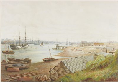 Scène de rivière animée avec de nombreux navires - Bernard Benedict Hemy