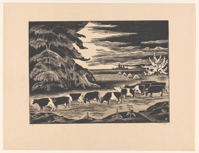 Vaches dans un paysage - Bernard Essers (signed by artist)