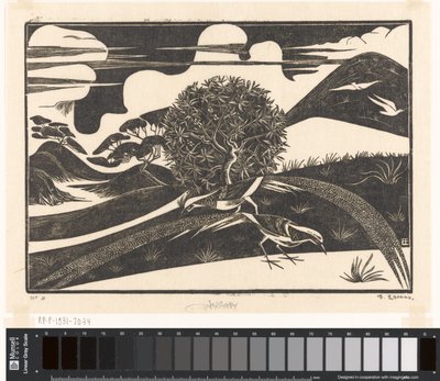 Deux faisans dans un paysage vallonné - Bernard Essers (signed by artist)