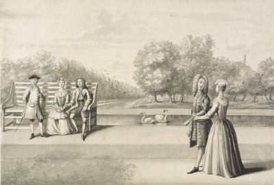 Figures sur la rive du Long Water, Hampton Court Palace - Bernard Lens
