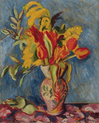 Nature morte avec des fleurs dans un pichet, vers 1920 - Bernard Meninsky
