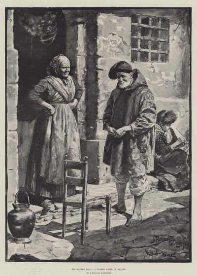 Sa meilleure moitié, une scène de rue à Naples - Bernard Partridge