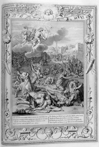 Apollon et Diane tuent les enfants de Niobé avec leurs flèches, 1733 - Bernard Picart