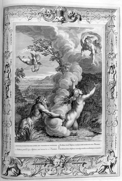Aréthuse poursuivie par Alphée et transformée en fontaine, 1733 - Bernard Picart