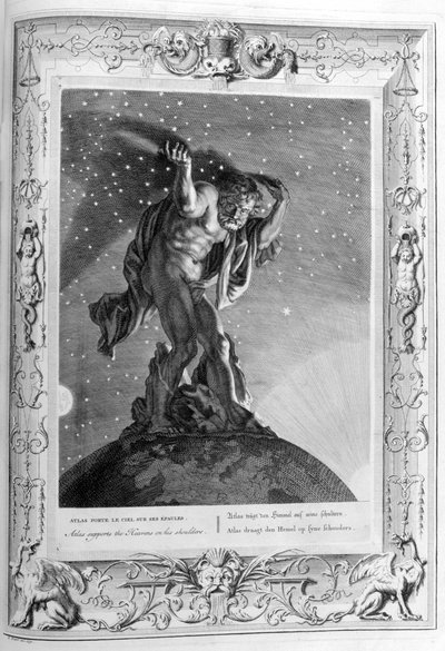 Atlas soutient les cieux sur ses épaules, 1733 - Bernard Picart