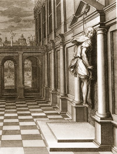 Iphis se pend de désespoir de ne pas avoir pu conquérir Anaxarète, 1731 - Bernard Picart