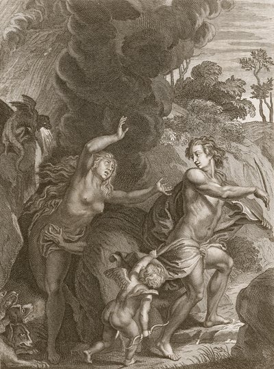 Orphée, conduisant Eurydice hors des Enfers, se retourne et la perd pour toujours, 1731 - Bernard Picart