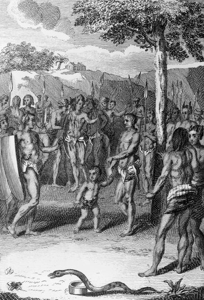 Cérémonie rituelle, avec serpent au premier plan, Guinée, de l