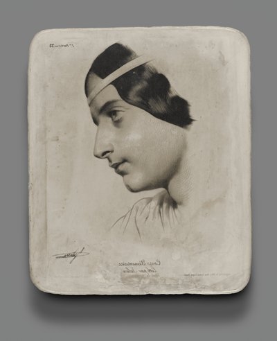 Pierre lithographique pour Tête de femme pour un livre modèle - Bernard Romain Julien
