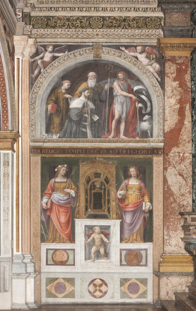 Alessandro Bentivoglio avec des saints et en dessous Sainte Rose et Sainte Justine (détail) - Bernardino Luini