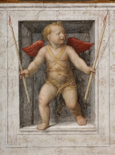 Ange tenant des bougies détail (fresque) - Bernardino Luini