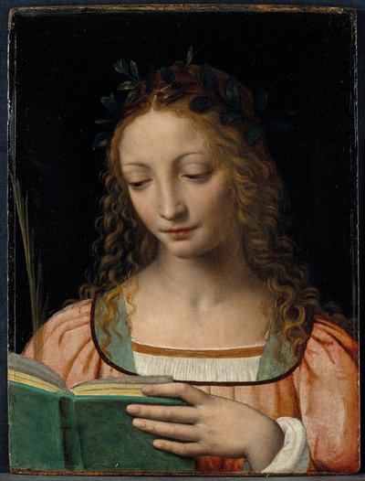 Figure de saint en buste, avec une palme et lisant les écritures - Bernardino Luini