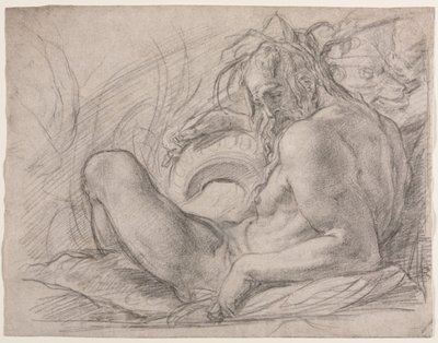 Le dieu fleuve Tibre (étude pour une fresque, Miracle de la neige, ou la Fondation de Santa Maria Maggiore, Rome dans la chapelle Canigiani de S. Felicita, Florence) - Bernardino Poccetti