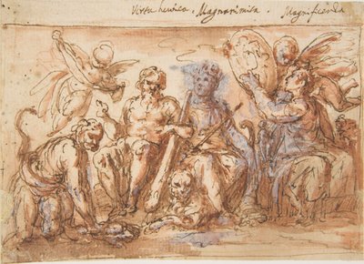 Figures allégoriques: Force, Hercule étranglant l