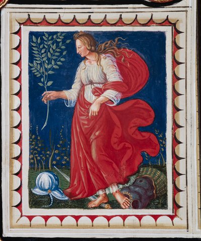 Bibliothèque Piccolomini, plafond, panneau avec allégorie de la Paix, fresque de Bernardino di Betto, dit Pinturicchio - Bernardino di Betto Pinturicchio