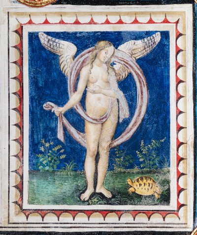 La Bibliothèque Piccolomini, le plafond, panneau avec allégorie de la Providence, fresque de Bernardino di Betto, dit Pinturicchio - Bernardino di Betto Pinturicchio