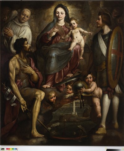 Bernardo Castello et les saints Georges et Baptiste intercèdent auprès de Notre-Dame pour la ville de Gênes - Bernardo Castello