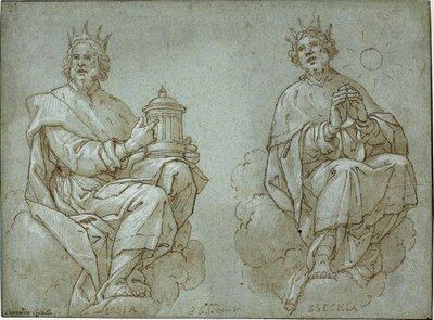 Deux rois de Juda assis ; Josias et Ézéchias - Bernardo Castello