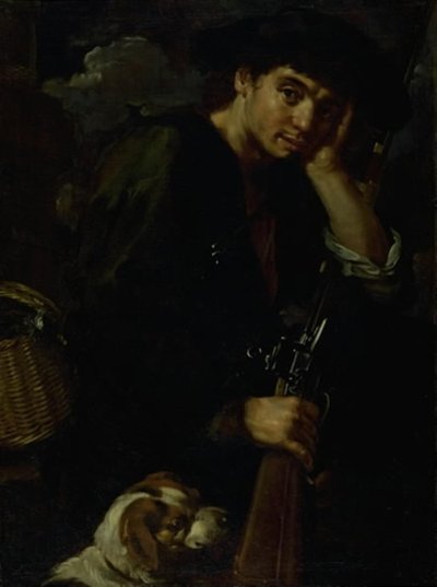 Chasseur avec son fusil et son chien. (Allégorie de l