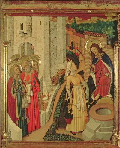 Jésus et les femmes de Samarie, du retable de la Transfiguration, panneau de pradelle - Bernardo Martorell