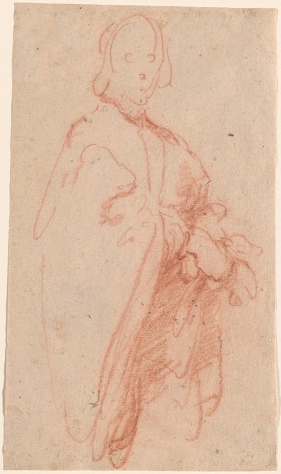 Un homme debout avec manteau et gants - Bernardo Strozzi