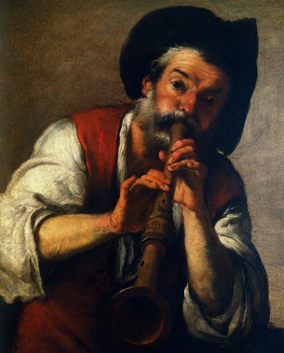 Joueur de cornemuse, par Bernardo Strozzi (1581-1644), huile sur toile, 73x61 cm. Italie - Bernardo Strozzi