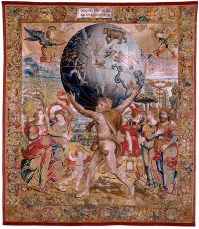 Tapisserie flamande. Série Les Honneurs. La Justice (La Justicia, Los Honores). Neuvième tapisserie de la série. Modèle Dessinateurs du cercle de Bernard van Orley et Jan Gossaert (Mabuse). Manufacture Pieter van Aelst, Bruxelles. Vers 1550. Tissu Or, arge - Bernart van (attr. to) Orley