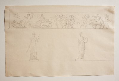 Procession bacchanale avec Bacchus et Ariane. Deux statues de muses - Bertel Thorvaldsen